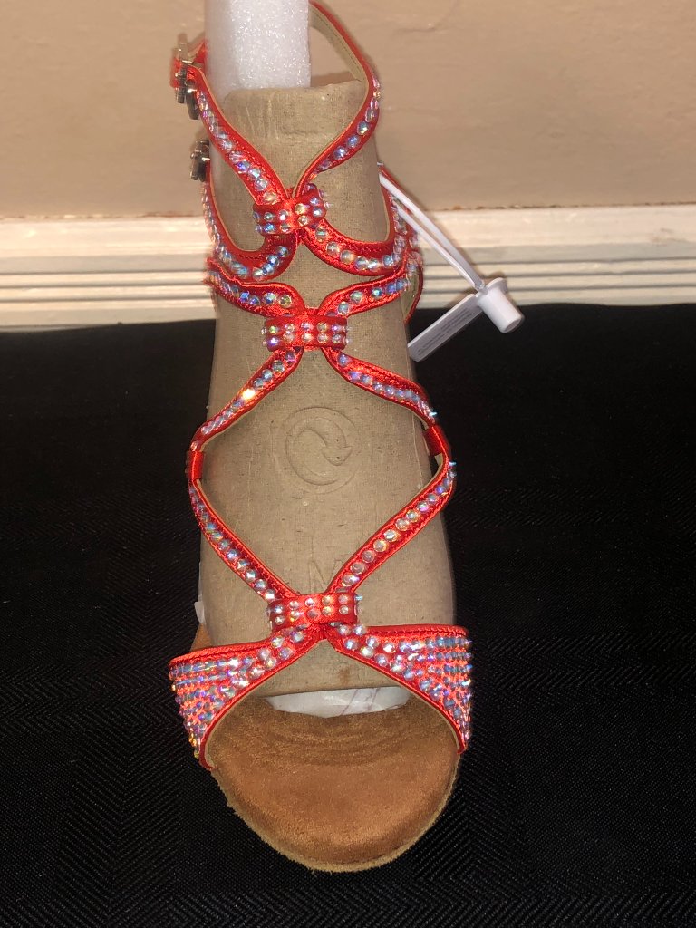 Dance And Sway Tangerine Rhinestone Latin Dance Shoes 7-7.5 — image 8 of 8